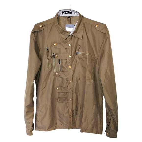NWT Masorini AOWOFS Mens Jacket Brown Faux Vegan Moto Leather Jacket Zippers Zip - Picture 1 of 15